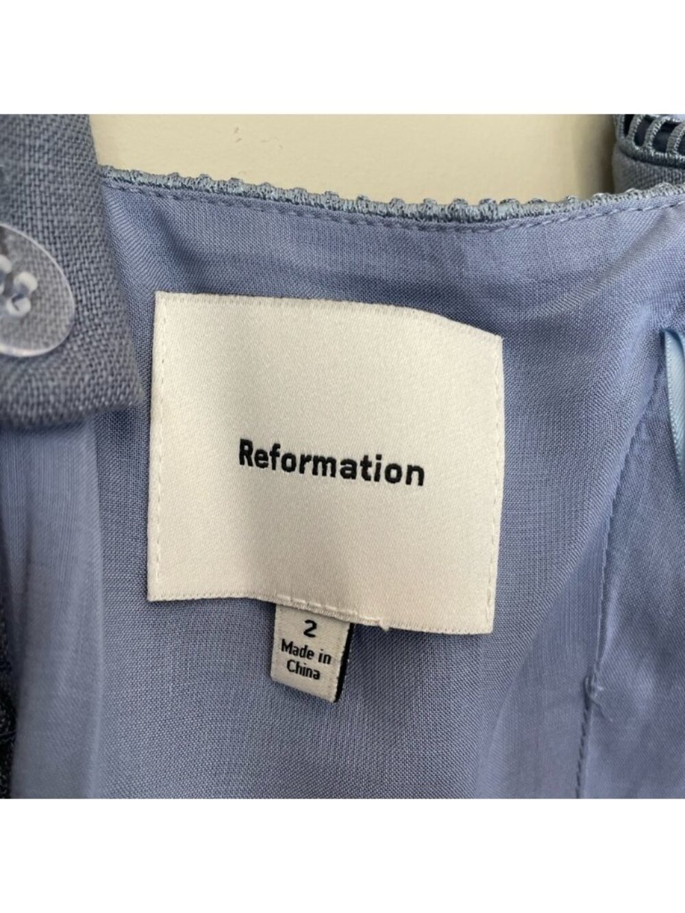 NEW Reformation Everett Linen Midi Dress Cornflower Blue | US 2 UK 6 - Picture 15 of 16